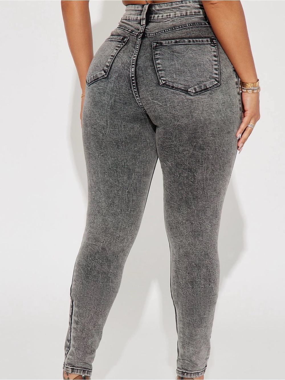 Fashion Nova High-Rise Washed Grey Skinny Jeans